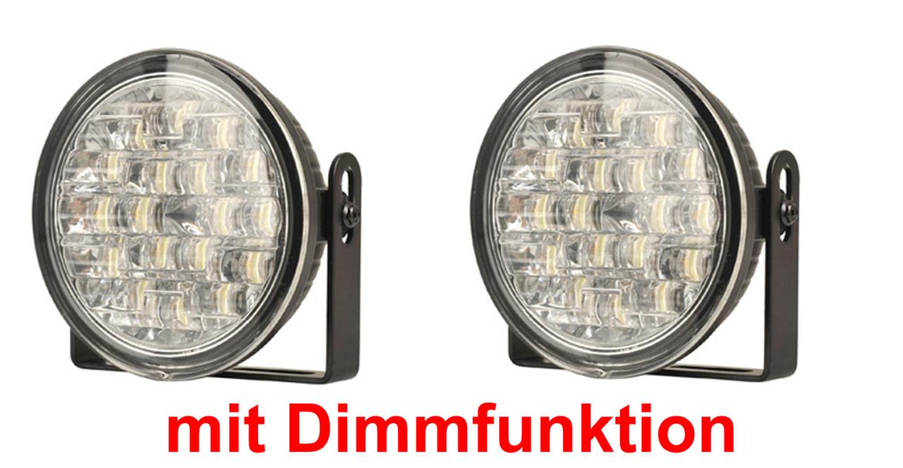 Universelles LED-Tagfahrlicht-Set rund 90 mm mit Dimmfunktion