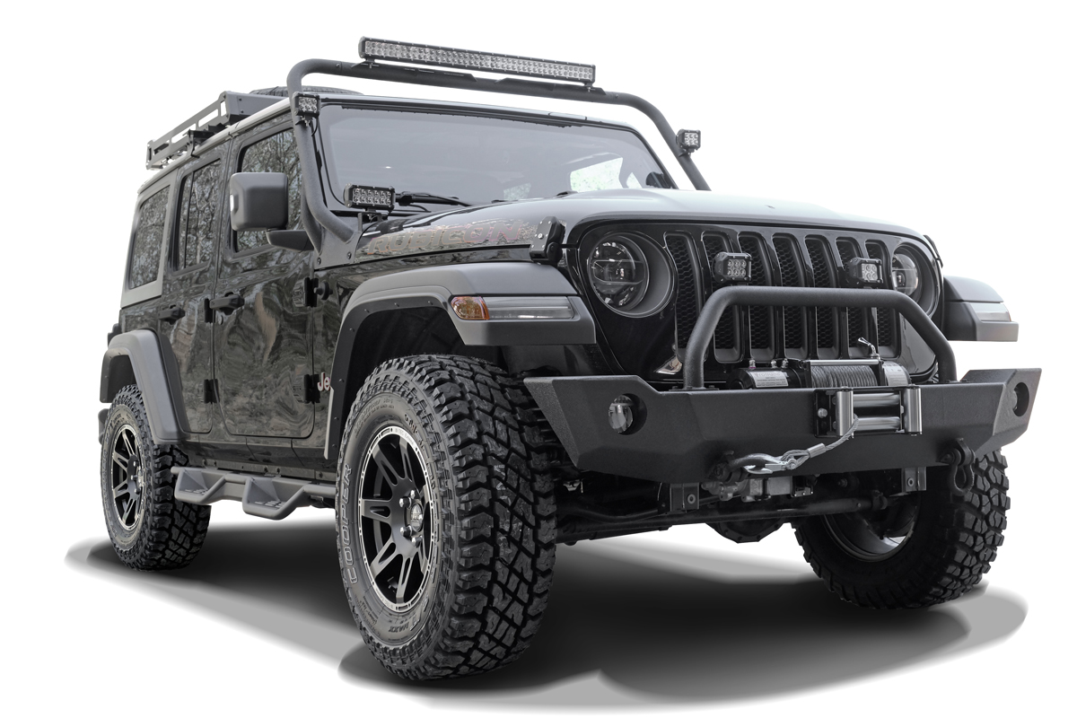 Schwarz texturierte Schwellerrohre passend für Jeep Wrangler JL 4-Türer (2018-)