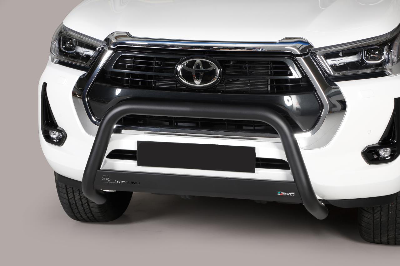 Schwarzer Frontschutzbügel Ø 63 mm passend für Toyota Hilux (2021-) Double Cab