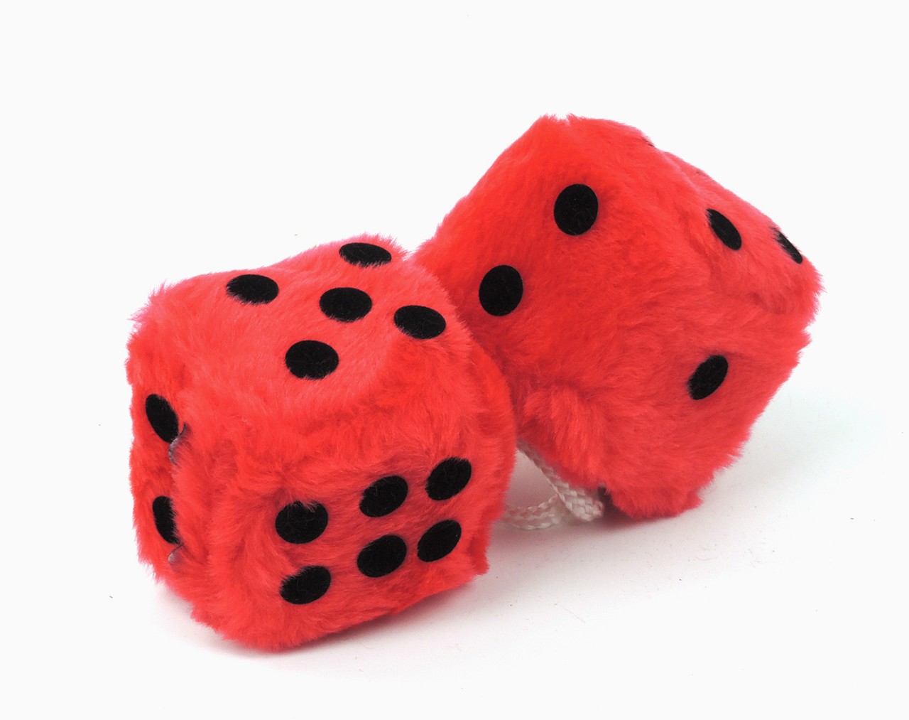 Glückswürfel Fuzzy Dice 5 cm rot (4 Stück / 2 Paar)