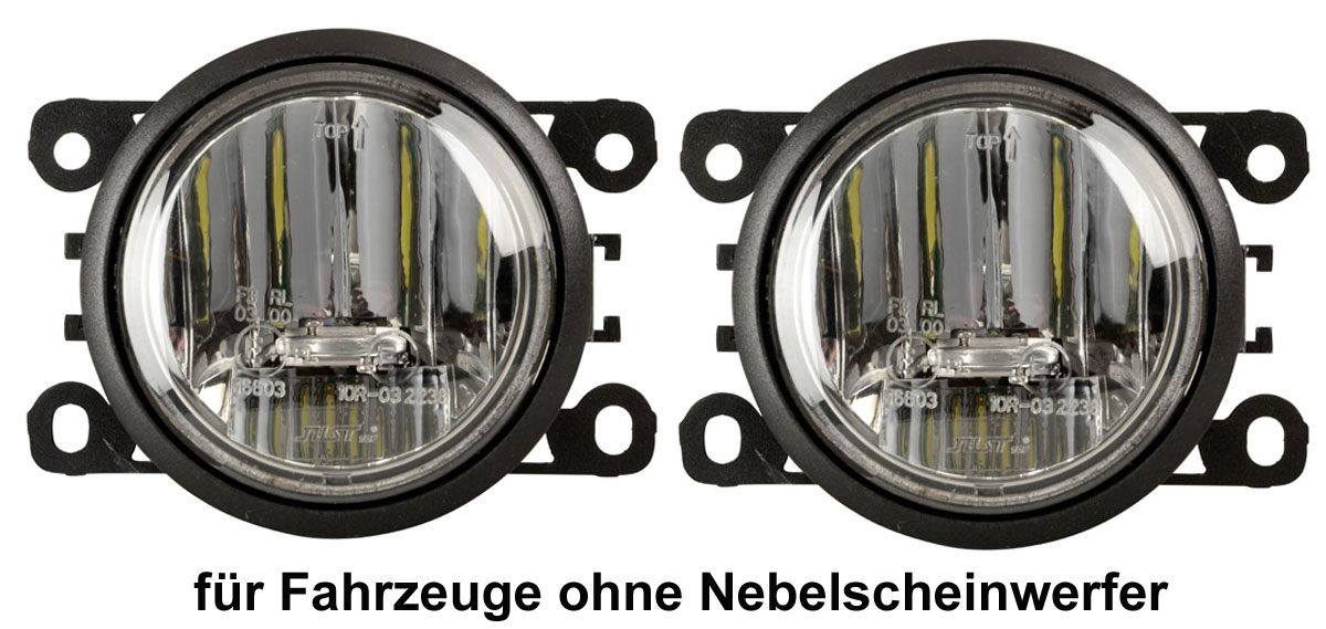 LED Einbau Tagfahrlichter + Nebelscheinwerfer 90 mm passend für diverse Modelle  o h n e  serienmäßigen Nebelscheinwerfern