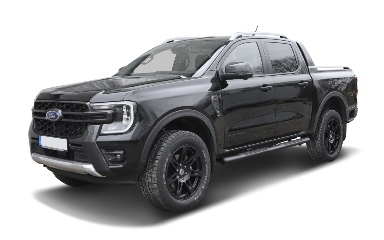 Black powder coated sidebars Ø 100 mm suitable for Ford Ranger (2023-) & Ranger Raptor (2023-) Double Cabine