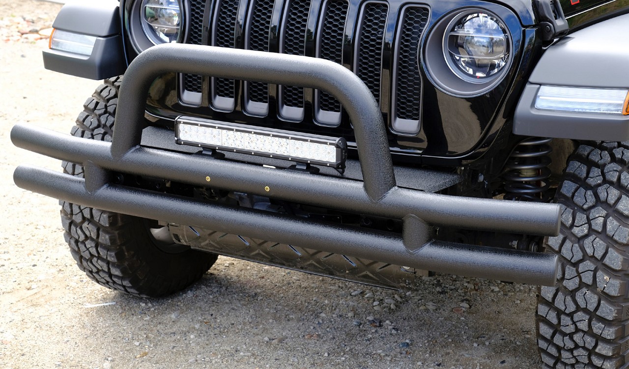 Twin Tube Front Bumper Steel Black Fits Jeep Wrangler JK (2007-2018)