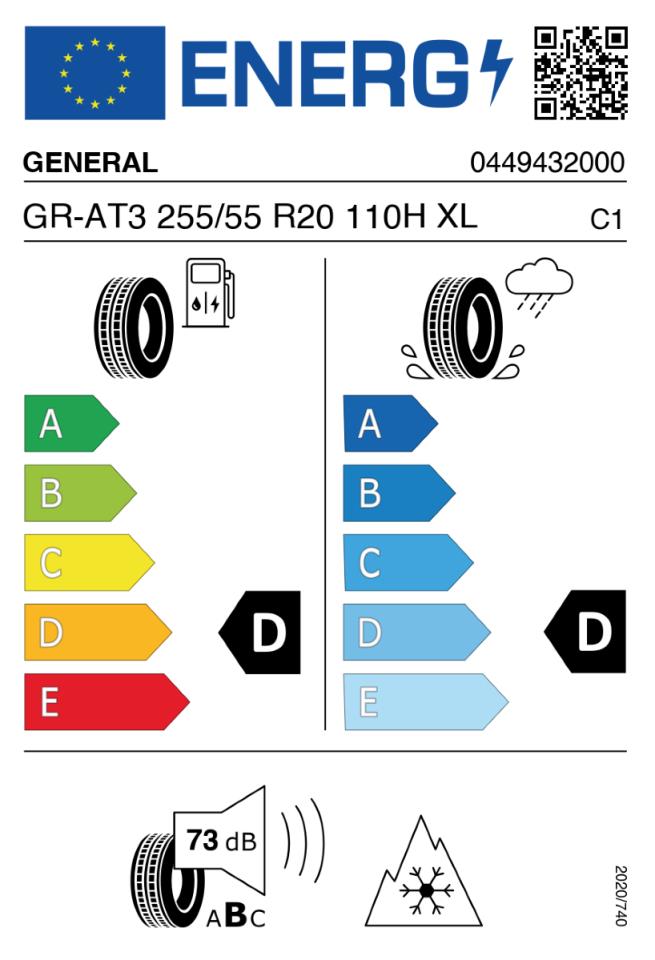 1x complete wheel W-TEC Extreme Black Edition 20" + 255/55 (110-H) General Grabber AT3 suitable for Ford Ranger (2012-2018)