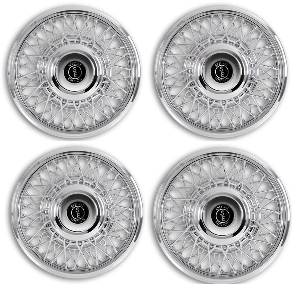 4er-Pack Radkappen / Radzierblenden – 15 Zoll, Le Mans-Design, Silber/schwarz – Universal