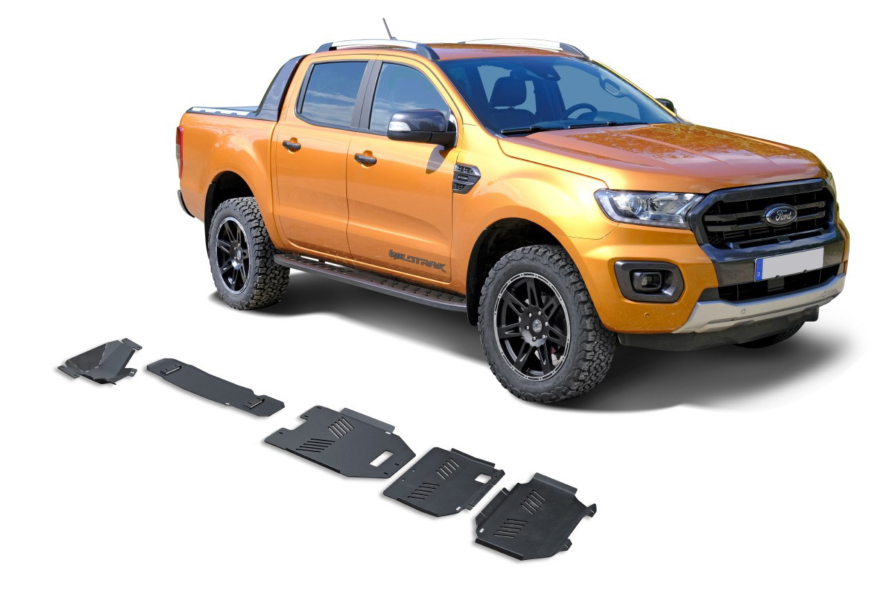 5-piece Black Stealth aluminum underride protection suitable for Ford Ranger (2019-2022)