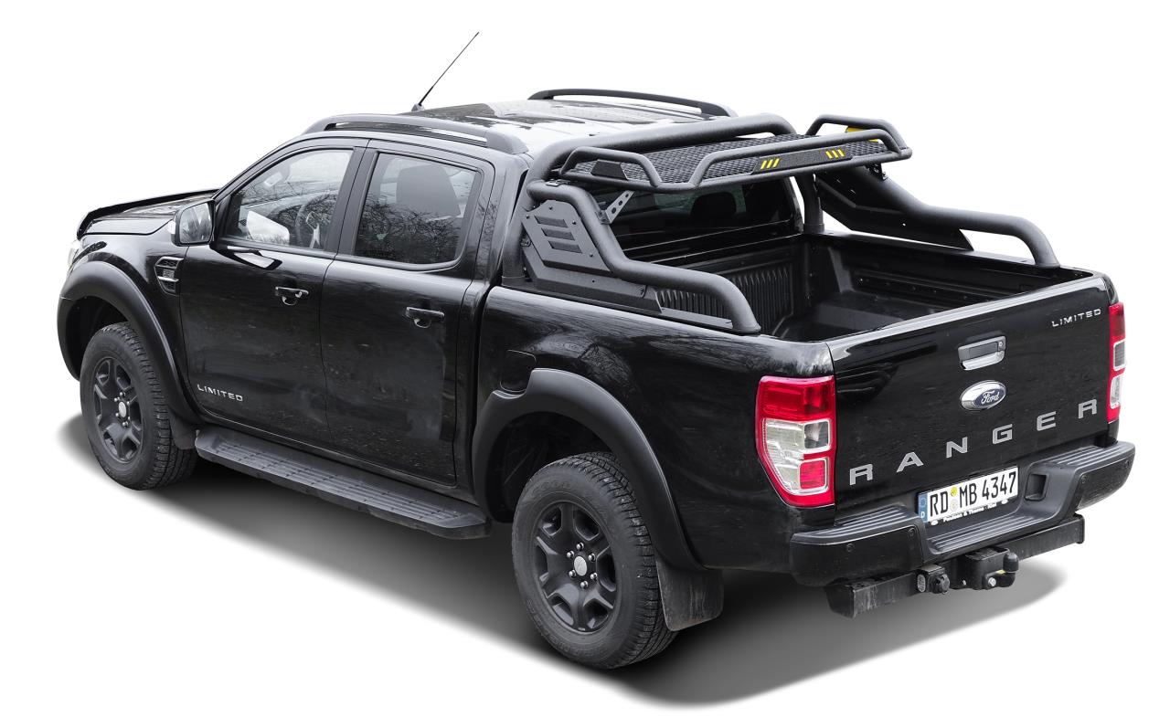 Black Stealth Überrollbügel mit Gepäckkorb passend für Ford Ranger (19-22) & Ranger Raptor (19-22)