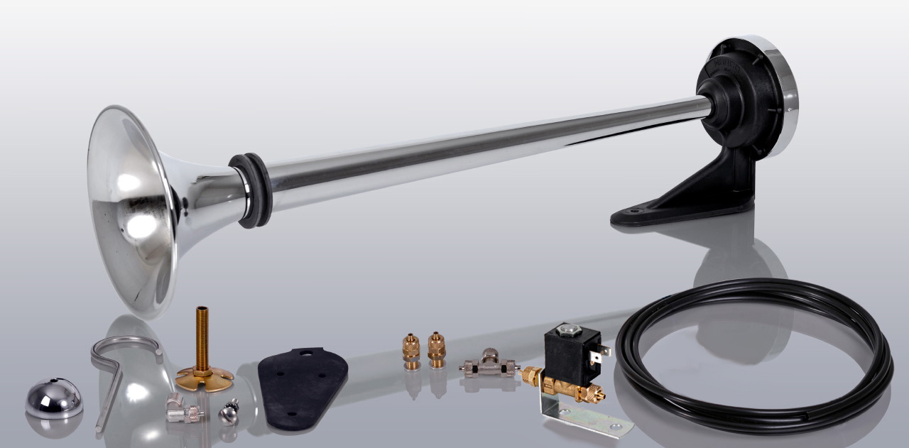 Compressed air single horn 60 cm + 24 V solenoid valve + tube