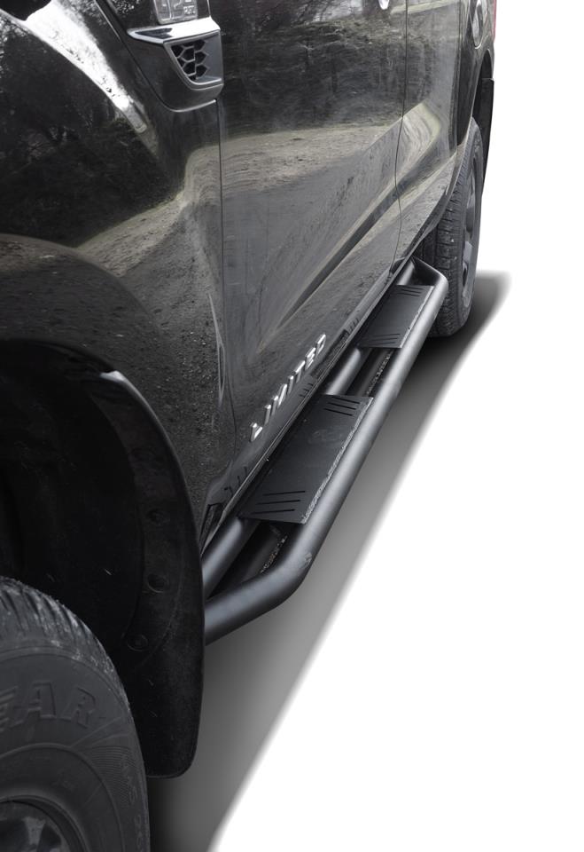 Schwarz matte Rock Rails passend für Ford Ranger (2023-) & Ranger Raptor (2023-) Doppelkabine