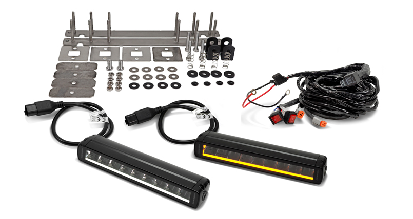 Euralight Kühlergrill-Kit Universell inkl. 2x LED-Fernscheinwerfer 10" Black Penta