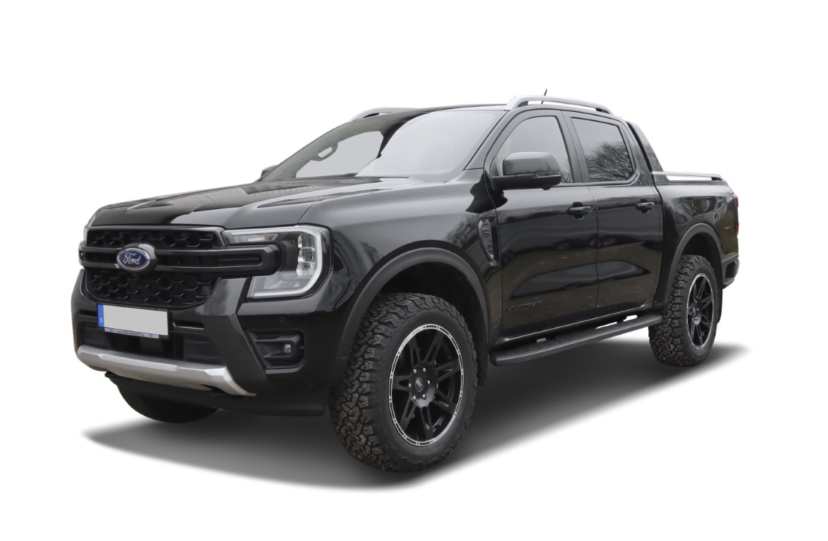 Schwarz matte Trittbretter passend für Ford Ranger (2023-) & Ranger Raptor (2023-) Doppelkabine