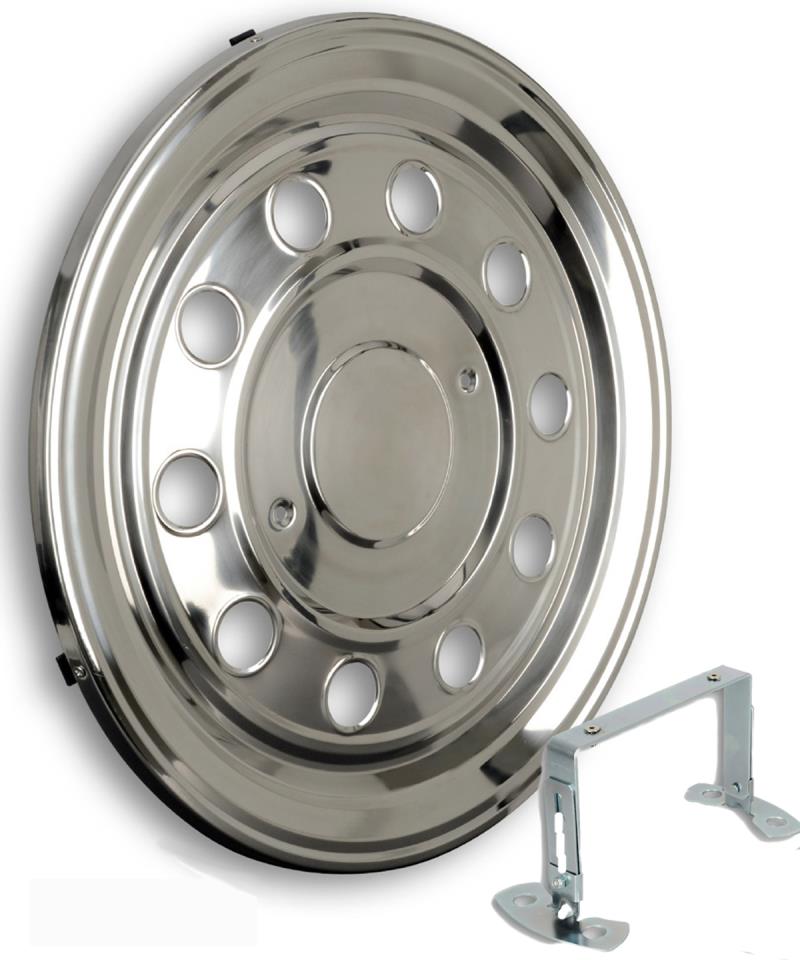 Stainless steel wheel trim for rear axle/trailer - flat - 22.5 inch - fits steel rims