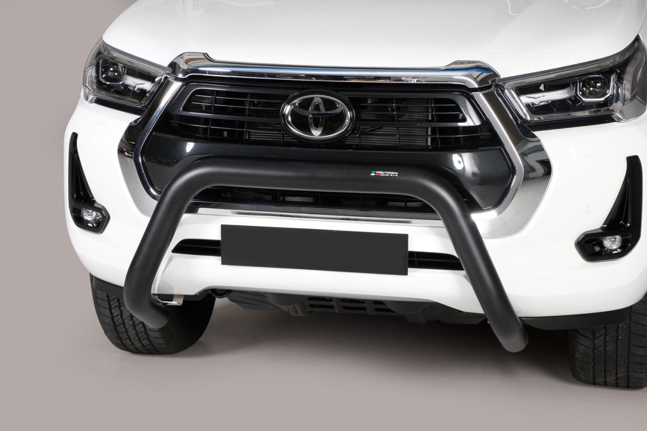 Schwarzer Frontschutzbügel Ø 76 mm passend für Toyota Hilux (2021-) Double Cab