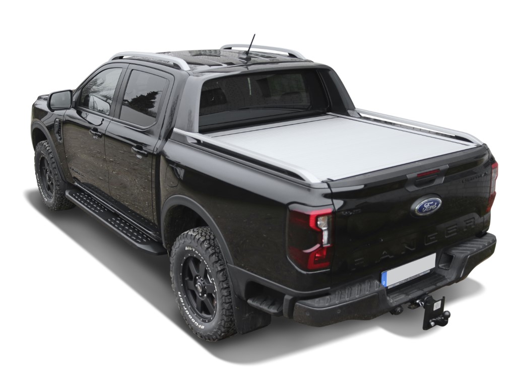 Black matt running boards suitable for Ford Ranger (2012-) & Ranger Raptor (2019-) Double Cabine