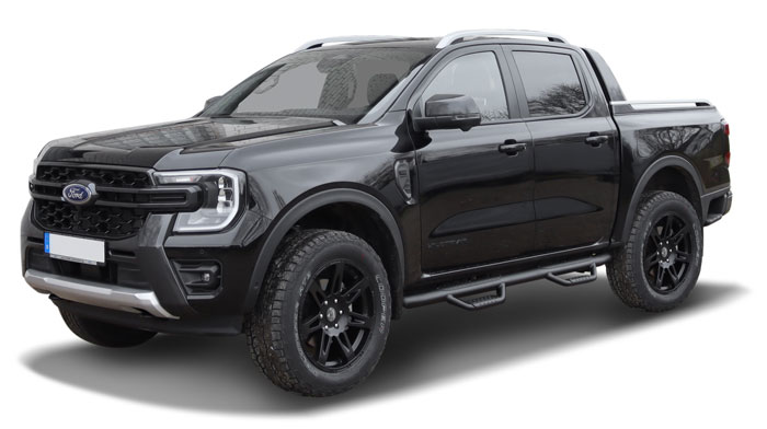 Black Matt Heavy Duty sidebars for Ford Ranger (2012-) & Ranger Raptor (2019-) Double Cab