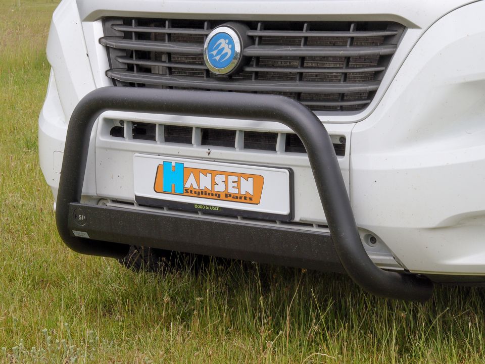 Black powder coated bullbar suitable for Fiat Ducato (2014-2023)