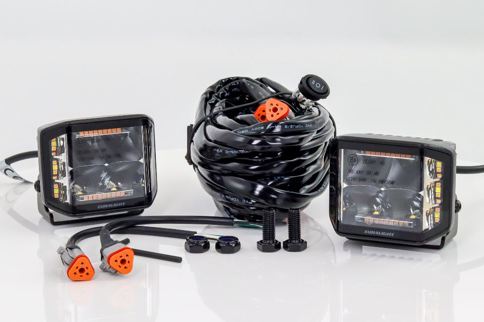 Euralight | 2-in-1 LED Headlight Black Cube 4" | ECE-R10 / R23 / R65